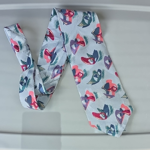 Andre' Valetino Other - (J28) Valentino Gray Tie with Red and Blue Accents